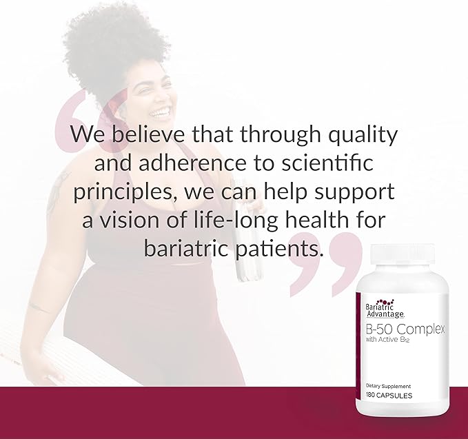 Bariatric Advantage B-50 Complex with Active B12, High Potency Supplement Containing All Essential B Vitamins with Choline, Inositol and PABA - 180 Count