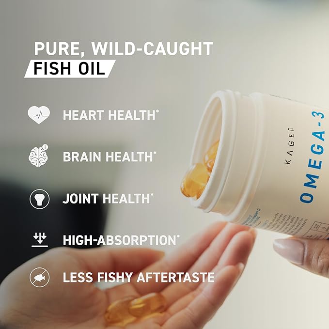 Kaged Omega 3 Fish Oil Supplement, 3000mg Omega 3 Fatty Acid with EPA & DHA, Ultra-Pure, No Fish Burps, 60 Pills