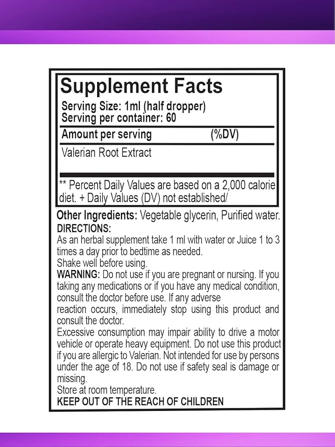 ELP ESSENTIAL Valerian Root Extract Drops | 2 fl oz | Sugar Free, Alcohol Free, Non- GMO Gluten Free Liquid