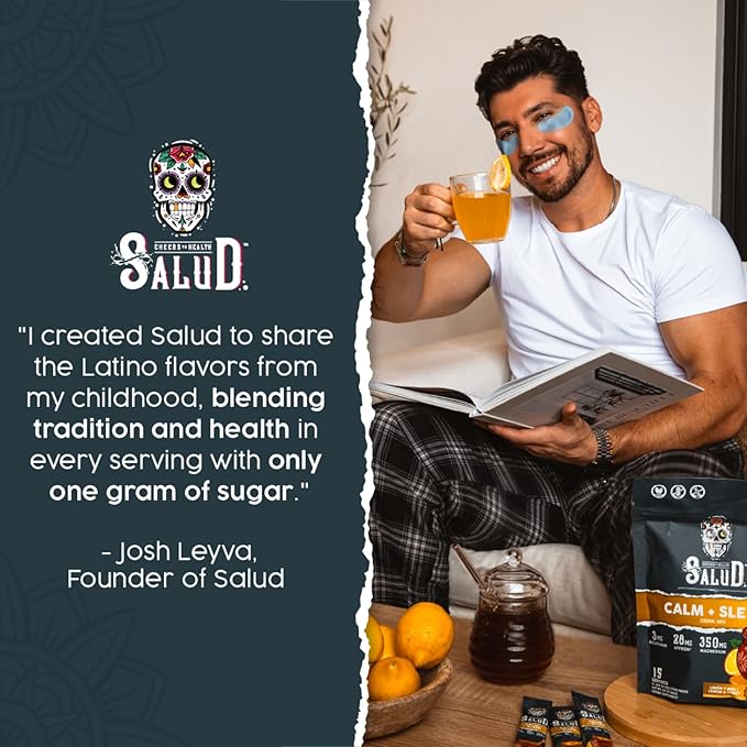 Salud 2-in-1 Sleep Aid + Calm Drink Mix, Prickly Pear Flavor, Melatonin, Magnesium, Saffron Extract, L-Theanine, Non-GMO, Gluten Free, Vegan, Low Calorie, 1g of Sugar (15 Servings)