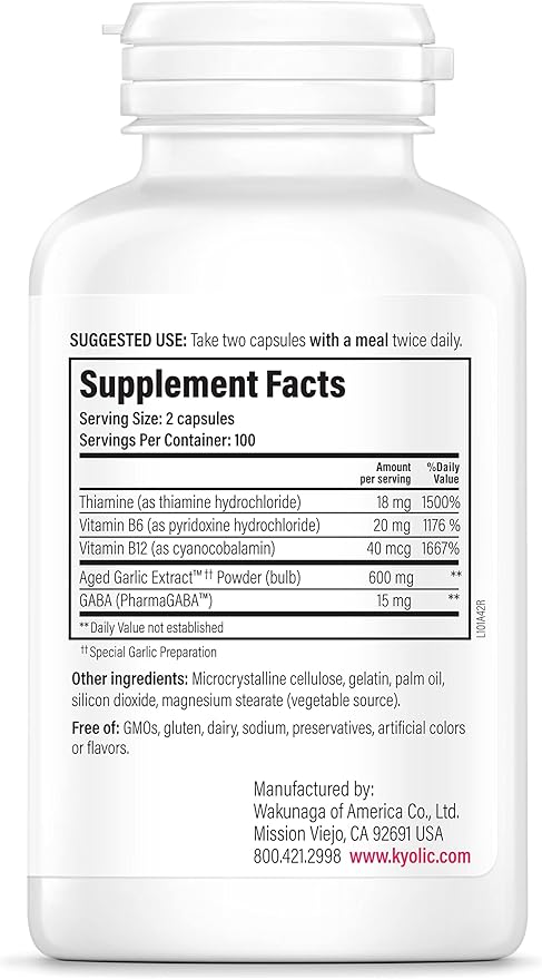 Kyolic Aged Garlic Extract Formula 101, Fatigue Relief, 200 Capsules (Packaging May Vary)
