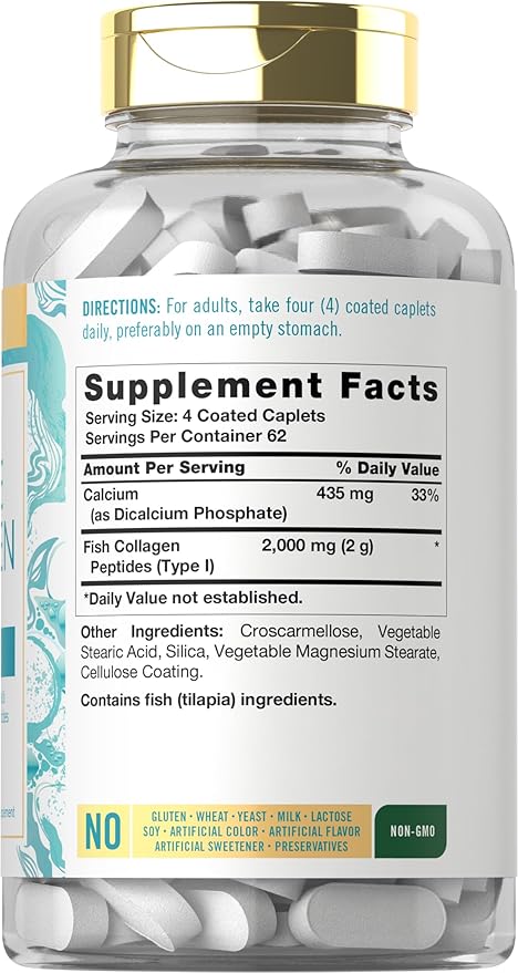 Carlyle Marine Collagen Pills | 250 Caplets | Wild Caught Collagen Peptides | Non-GMO, Gluten Free