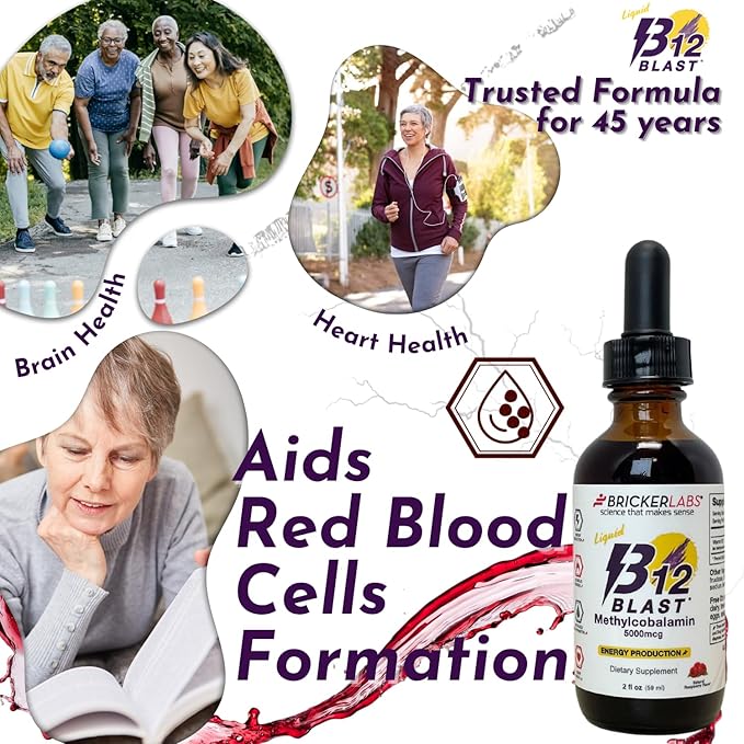 B12 Blast Methylcobalamin 5000mcg, Great Tasting Sublingual Liquid Energy Vitamins -Vegan B12 Vitamins, Sustained Energy and Cellular Health Supplement - 59-Day Servings