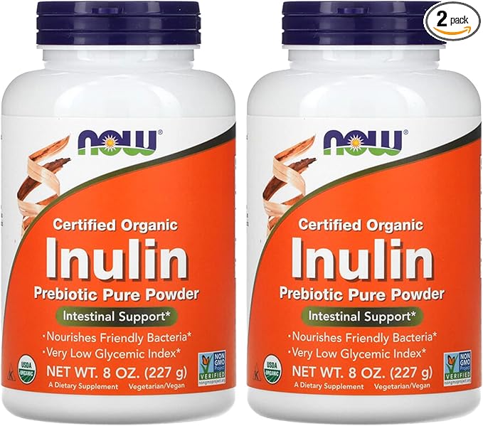 NOW Inulin Prebiotic Fos, 8-Ounces (Pack of 2)