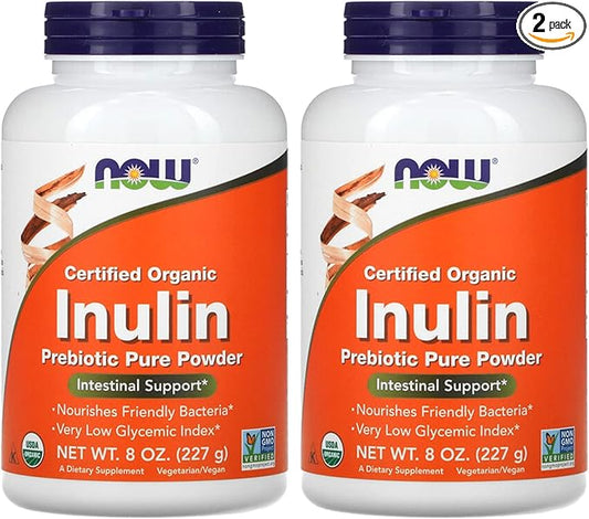NOW Inulin Prebiotic Fos, 8-Ounces (Pack of 2)
