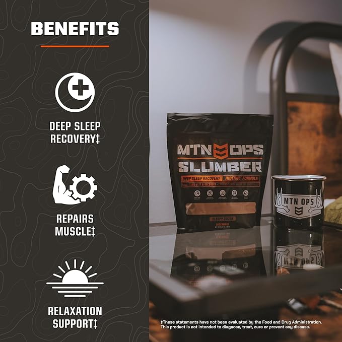 MTN OPS Slumber Sleep Aid for Muscle Recovery & Deep Sleep, Sleepy Salted Caramel Sleep Support Powder Drink Mix, 30 Servings