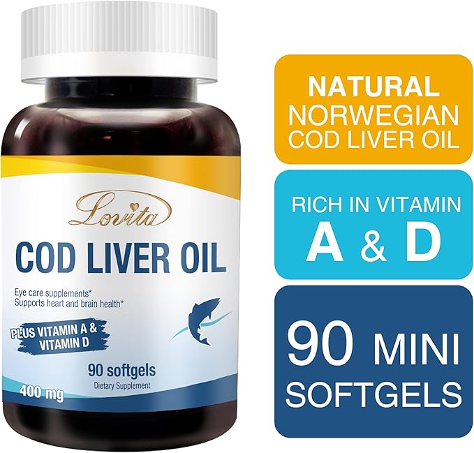 Lovita Cod Liver Oil & K2 D3 Dietary Supplement Bundle. Supports Better Nutrition & Overall Well-Being