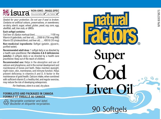 Natural Factors Cod Liver Oil, 90 Capsules