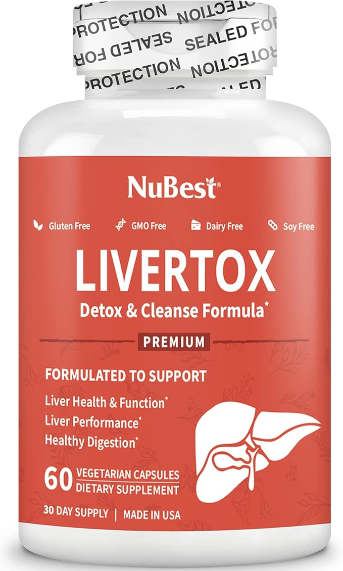 LiverTox by NuBest - Premium Liver Health Formula - Liver Cleanse, Detox & Repair - with Milk Thistle, Choline, Beet, Turmeric, Artichoke & Dandelion - 60 Capsules | 1 Month Supply