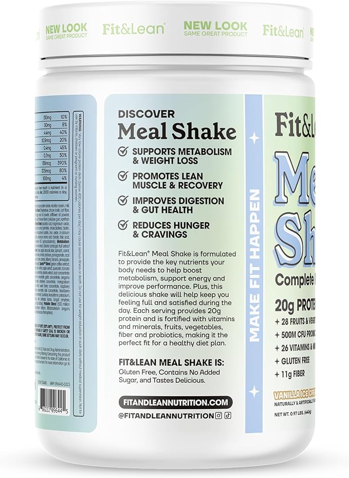 Fit & Lean Meal Shake, N-CLA Fat Burning Capsules, Protein, Fiber, Probiotics, 120 Servings