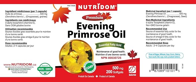 Evening Primrose Oil Omega-6 & GLA 500mg 200Softgels