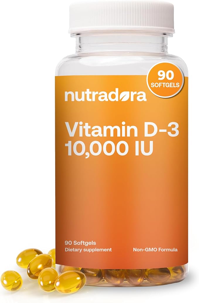 D3 Vitamin 10000 IU Softgels 250 MCG - Vitamin D Supplements for Women and Men with Immune Support & Bone Health, Non-GMO, Olive Oil, 90 Softgel Capsules