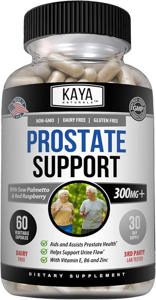 Kaya Naturals Prostate Support - Saw Palmetto, Potent DHT Blocker for Hair Growth, Promote Sleep, Beta Blocker to Reduce Frequent Urination, Support Bladder Emptying & Stamina Supplement (60 Capsules)