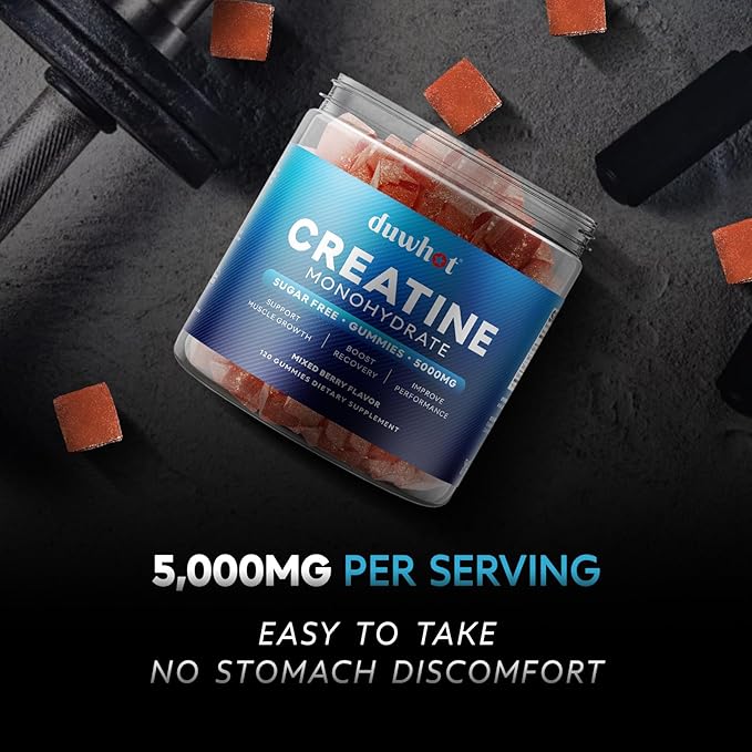 Creatine Monohydrate Gummies for Men, Creatine Monohydrate 5g Chewables for Muscle Growth & Recovery, Vegan, Sugar Free, Mixberry Flavor, 120 Count