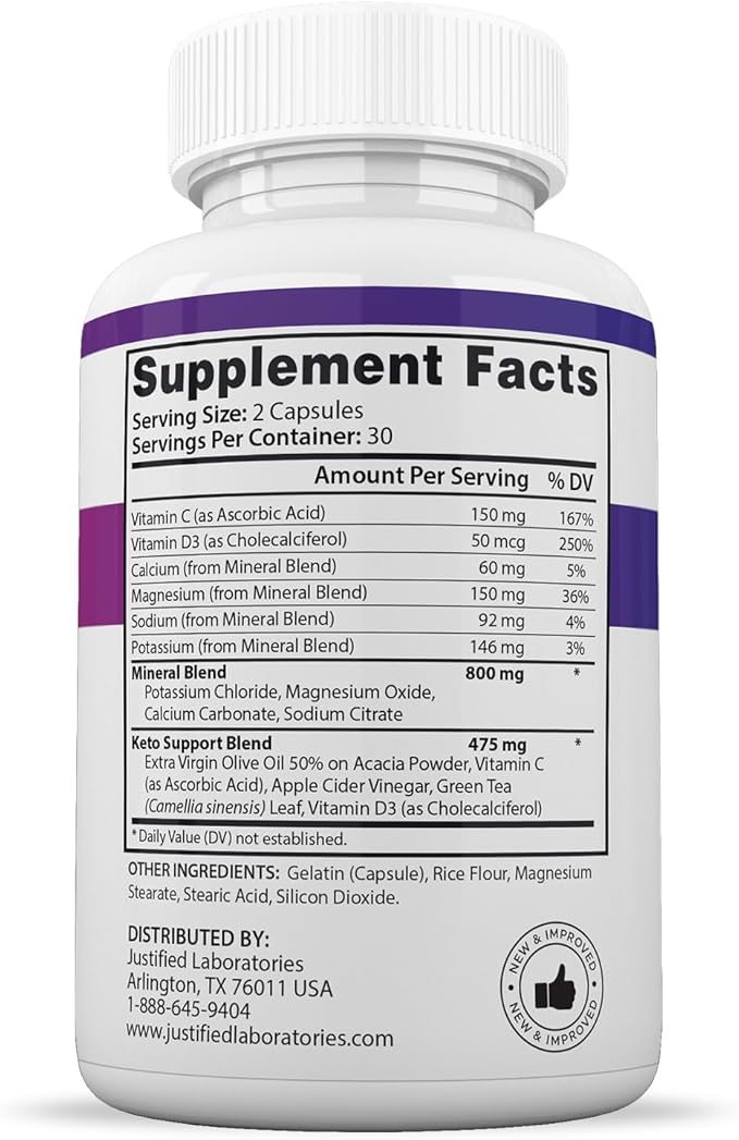 F1 Keto Pills 1275MG New & Improved Formula Contains Apple Cider Vinegar Extra Virgin Olive Oil Powder Green Tea Leaf 60 Capsules