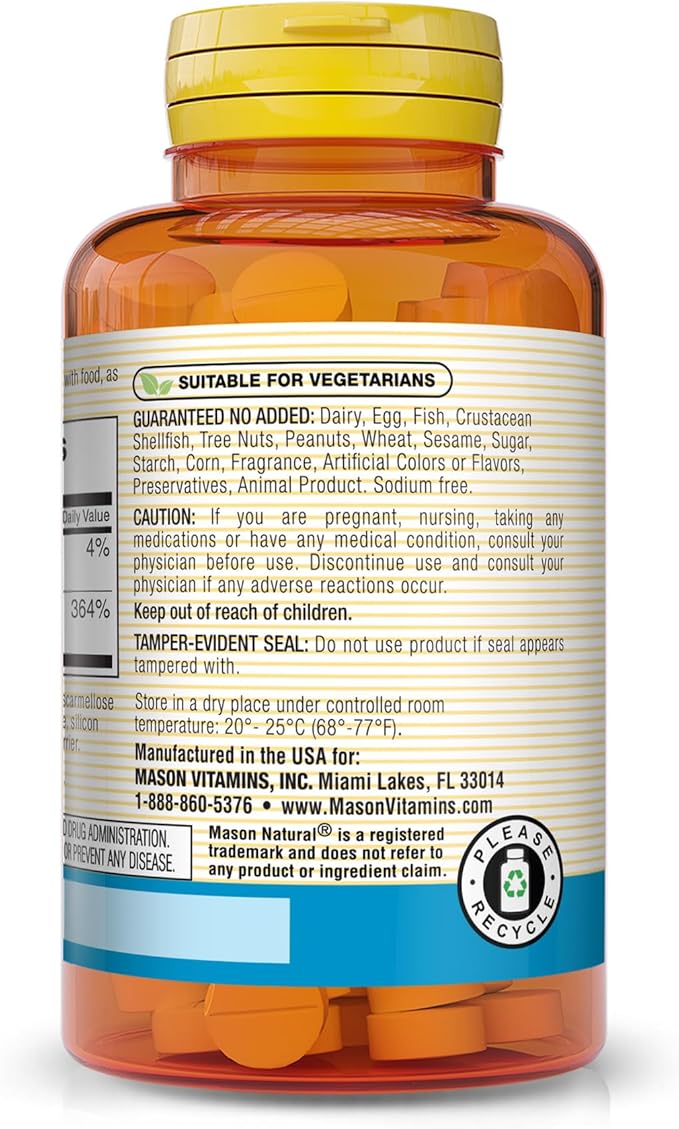 Mason Natural Selenium 200 mcg - Antioxidant Supplement for Immune Support & Prostate Health, Essential Trace Mineral, 60 Tablets