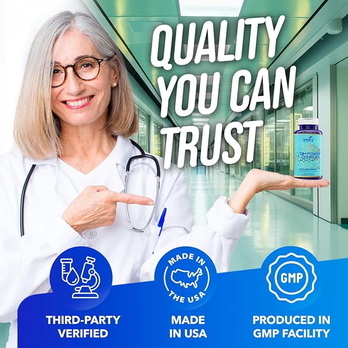 4-in-1 DIM Potent Complex 300mg - Estrogen Balance and Metabolism, Energy & Menopause Support Supplement with Bioperine (x4), Calcium and Broccoli Extract - for Women and Men 60 Servings