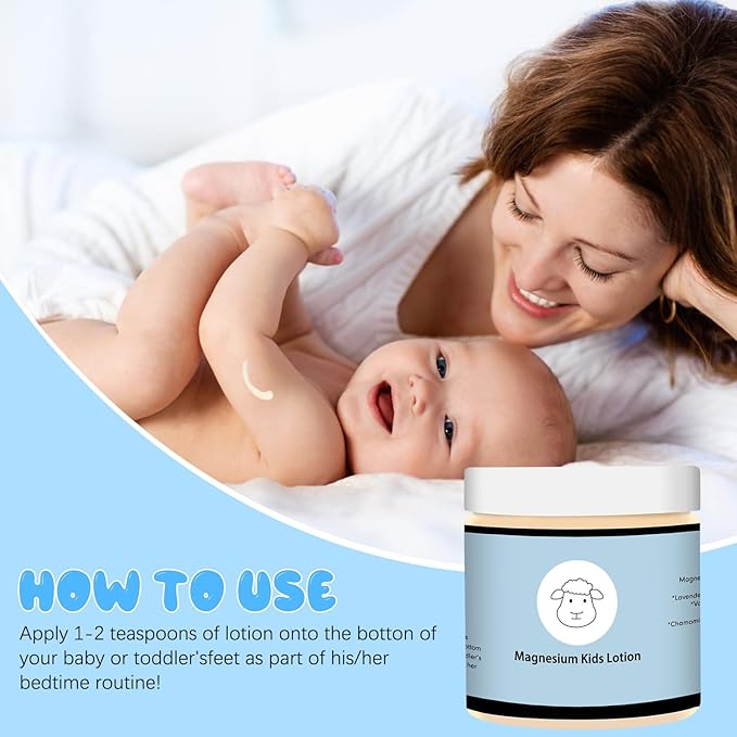 Magnesium Lotion for Kids,Magnesium Lotion for Sleep Kids,Topical Magnesium Cream to Help Calm Before Bed and During the Night,8 sheep Magnesium Cream - Kid Safe, 4 oz (2)