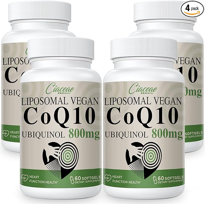 Liposomal CoQ10 800mg Ubiquinol Softgel, Max Absorption Ubiquinol Coenzyme Q10, Ubiquinol CoQ10 Supplement for Antioxidant, Heart Function & Energy Production, Pure CoQ10 800mg, 240 Vegan Softgels