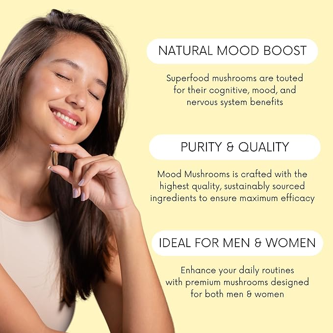 Mood Mushrooms - Lifted Mushroom Supplement - Lion's Mane, Reishi, Chaga, Turkey Tail, Maitake - Energy, Focus, Stress Relief