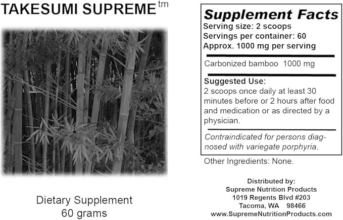 Supreme Nutrition Takesumi Supreme, Pure 60 Grams Activated Bamboo Charcoal Powder (2)