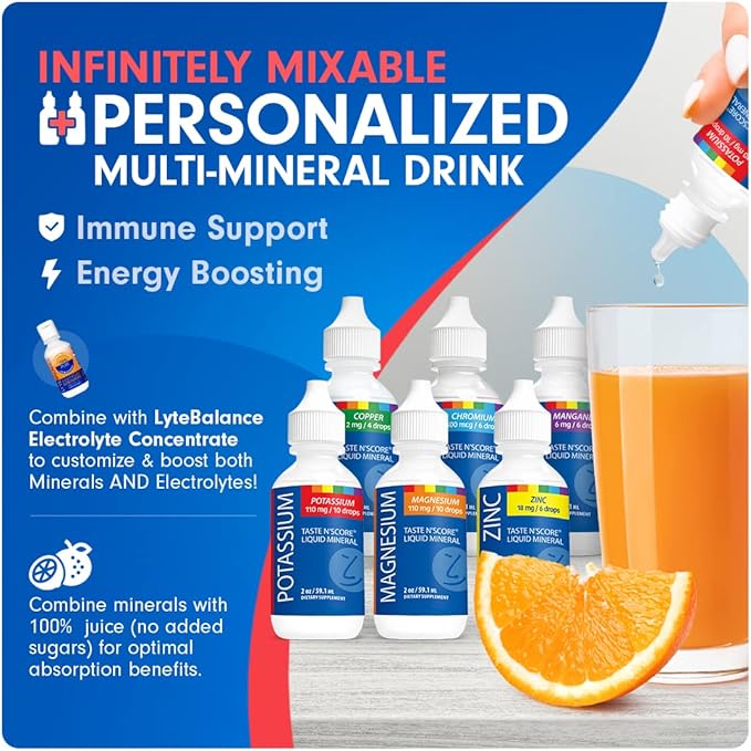 Taste N' Score Potassium Liquid Ionic Mineral Supplement; 100% Pure; 110 mg; 72 Servings