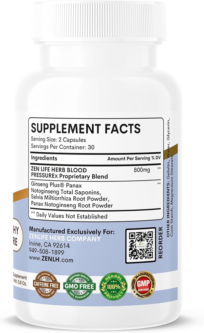 Blood PressuREx - Heart Health Blood Pressure Support Supplement-Support Blood Pressure & Healthy Circularity Naturally Ginseng Plus Blend 100% PURE Plant-Based Supplement (120 Capsules)