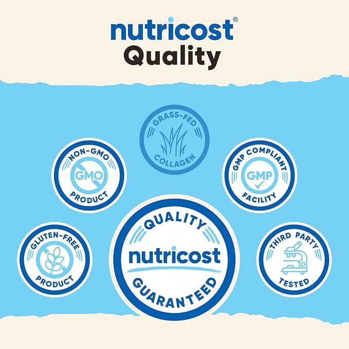 Nutricost Grass-Fed Collagen Powder 1LB (454 G) - Bovine Collagen Hydrolysate (Unflavored) - Collagen Peptides