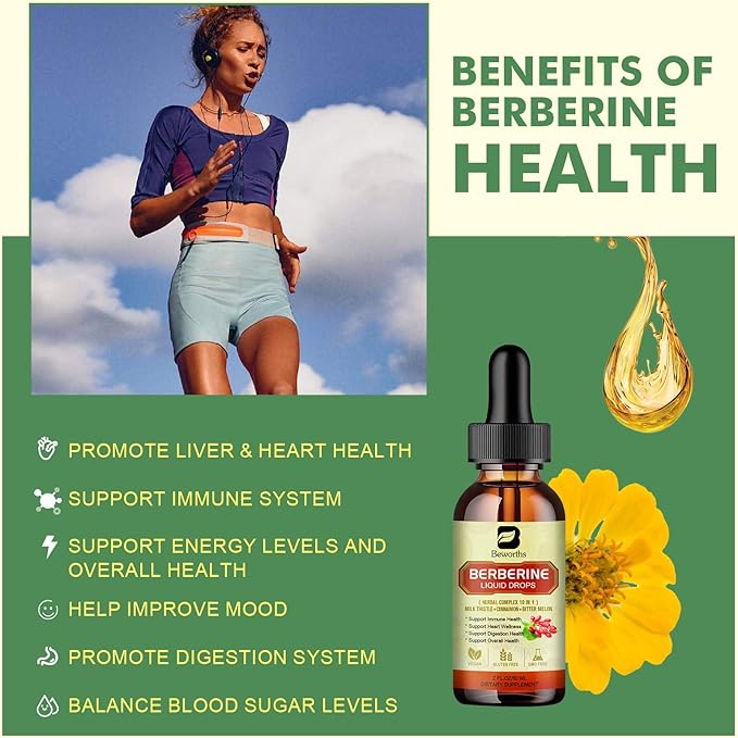 2Pack Berberine Supplement - Berberine Liquid Drops with Ceylon Cinnamon, Turmeric, Bitter Melon, Milk Thistle, Berberine HCL Supplement Activates AMPK & GLP-1 for Digestion System Support
