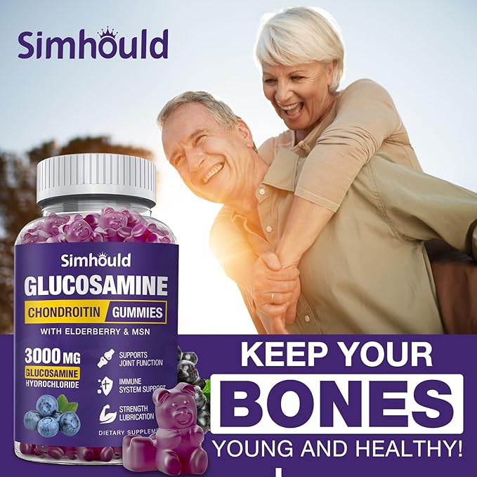 2 Packs Glucosamine Chondroitin Gummies - 3000MG Extra Strength Joint Support Supplement with MSM & Elderberry, Flexibility, Antioxidant Immune Support Gummy for Adults, Men & Women