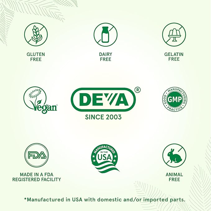 DEVA Vegan Multivitamin & Mineral Supplement with Iron 2-Pack, Spirulina, Chlorella, Ashwagandha, Broccoli & More, 90 Coated Tablets Each