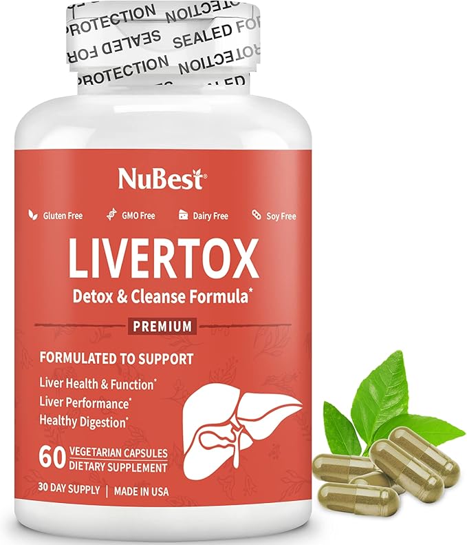LiverTox by NuBest - Premium Liver Health Formula - Liver Cleanse, Detox & Repair - with Milk Thistle, Choline, Beet, Turmeric, Artichoke & Dandelion - 60 Capsules | 1 Month Supply