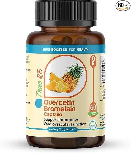 Quercetin Bromelain Supplement Supports Immune Function, Cardiovascular Health & Antioxidant Protection 800mg Quercetin 165mg Bromelain, 60 Veg Capsules, Supports Healthy Inflammation Response