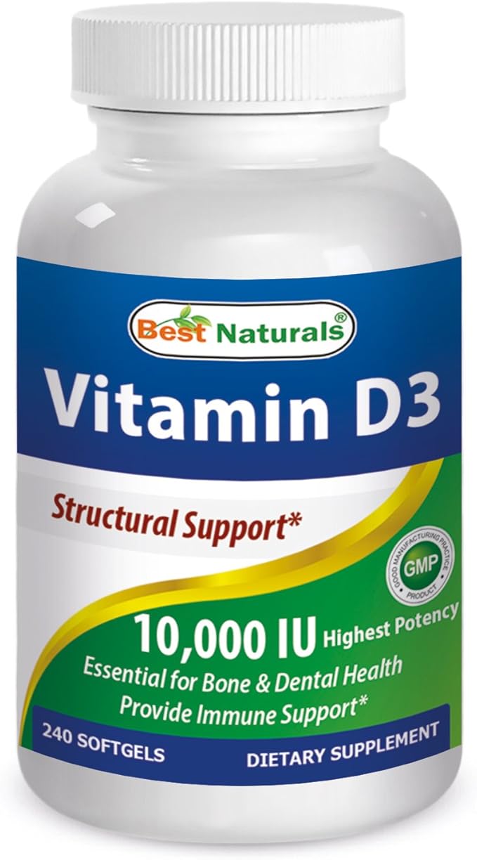 Best Naturals Vitamin D3 10000 IU Softgel, 240 Count