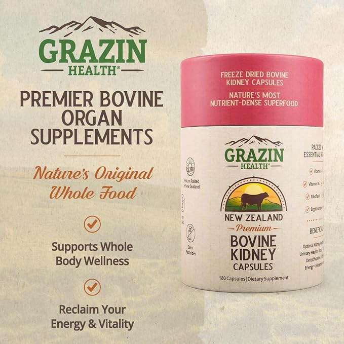 Grass Fed Bovine Kidney: 3000 Mg per Serving (30 Servings)