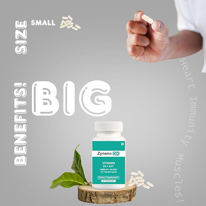 DK | Vegan Vitamin D3 10000 IU, Vitamin K2 120 Mcg with MCT Powder, Vegan Vitamin D3 K2 Supplement - 60 Cap