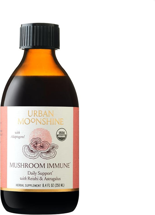 Urban Moonshine Mushroom Immune - Daily Support with Reishi & Astragalus - Long-Term Tonic for Healthy Immune System - Immune Support Supplement - Gluten Free Herbal Supplement - 8.4 Fl Oz