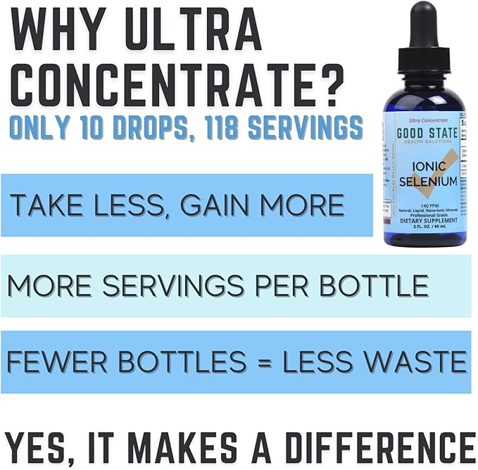 Good State Liquid Ionic Minerals - Selenium Ultra Concentrate - (10 drops equals 70 mcg) (100 servings per bottle)