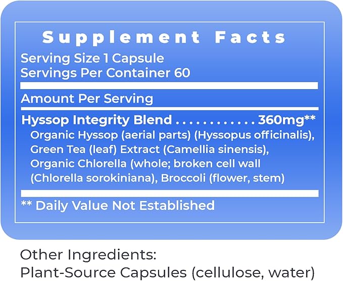 Premier Research Labs Hyssinol - Hyssop Herb, Hyssop Capsules, Organic Hyssop Dry Herb, Dietary Supplement with Green Tea, Antioxidant Support - 60 Vegetarian Capsules