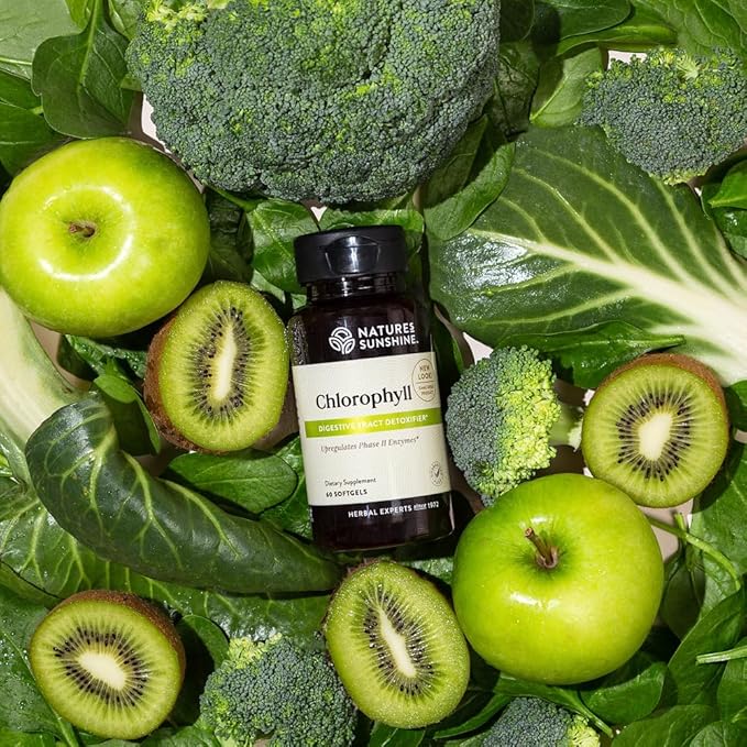 Nature's Sunshine Chlorophyll, 60 Softgel Capsules: Support Digestion, Immunity & Detoxification with Internal Deodorant Benefits. Easy-to-Swallow Capsules Promote Overall Well-Being & Energy
