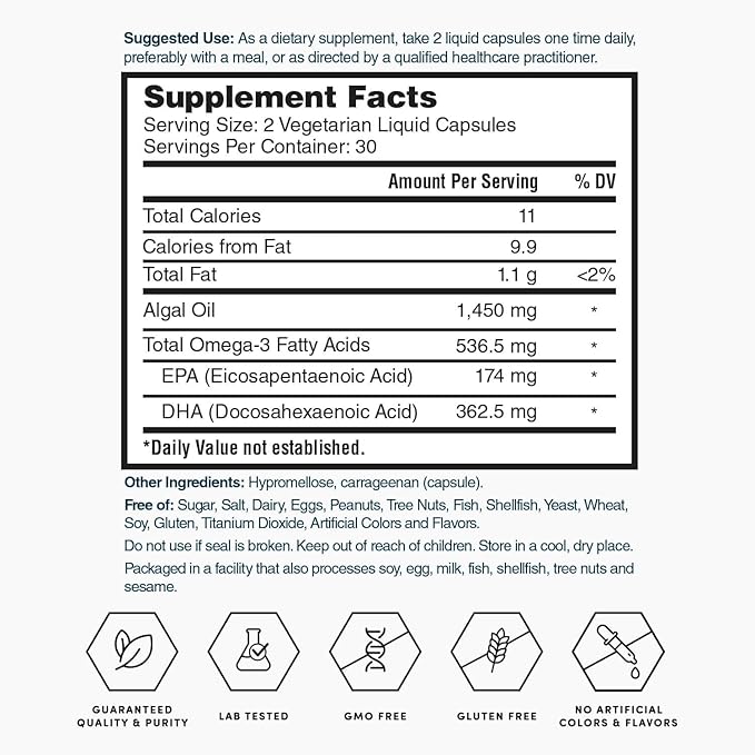 Nature's Lab Gold Plant-Based Omega-3-60 Liquid Capsules