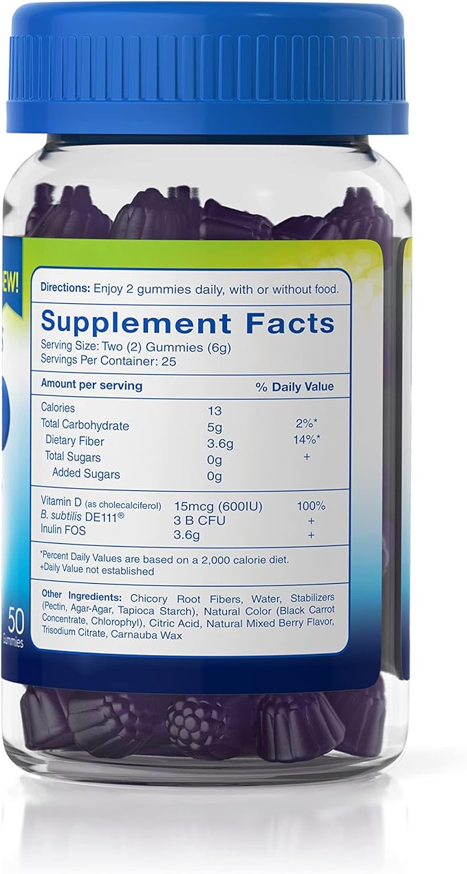 TruBiotics Probiotic Gummies with Prebiotics & Vitamin D3, Sugar-Free Gummy for Men & Women's Digestive & Immune Health, Supports Regularity & Helps Relieve Minor Abdominal Discomfort, 50 Gummies