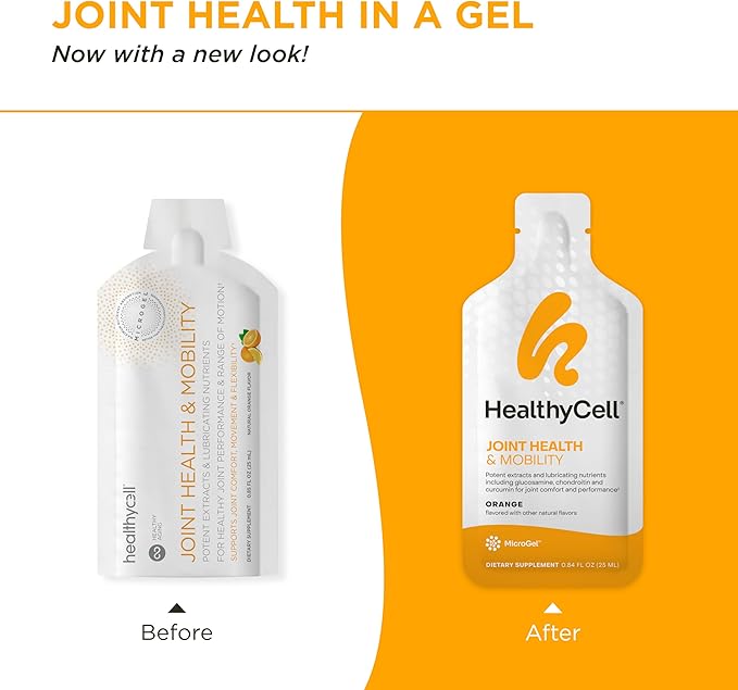 Healthycell Joint Health & Mobility Daily Liquid Supplement - Joint Support Supplement, Inflammation Response, Cartilage & Flexibility with Curcumin, Glucosamine & Chondroitin - 30 Gel Packs