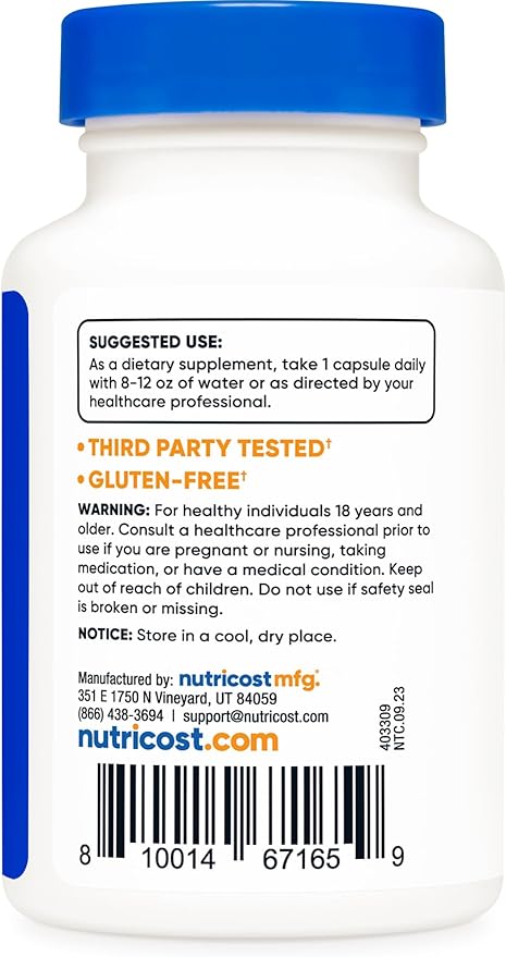 Nutricost CoQ10 200mg, 60 Vegetarian Capsules, 60 Servings - High Absorption, Vegetarian, Non-GMO, Coenzyme Q10