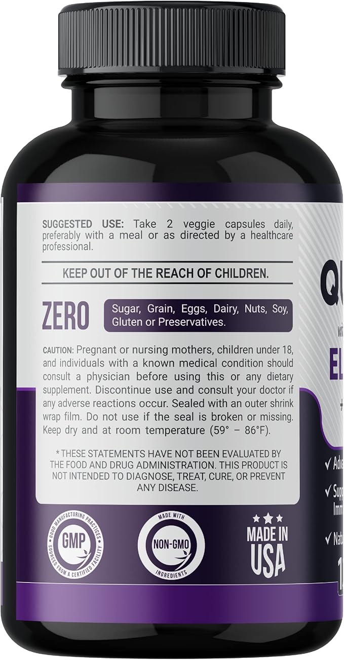 Gade Nutrition Quercetin with Bromelain & Elderberry | Quercetin with Vitamin C and Zinc | Zinc Quercetin 500mg with Vitamin D3 | Daily Immune Support Supplement - 2 Months Supply