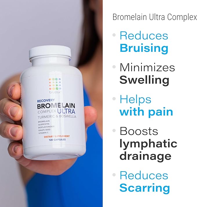 Bruizex Ultra Bromelain and Quercetin Bruising Relief Supplement, 120 Capsules | Bruised Skin, Trauma Recovery and Swelling Surgery Supplements | Contains Bromelain, Quercetin, Turmeric and Boswellia