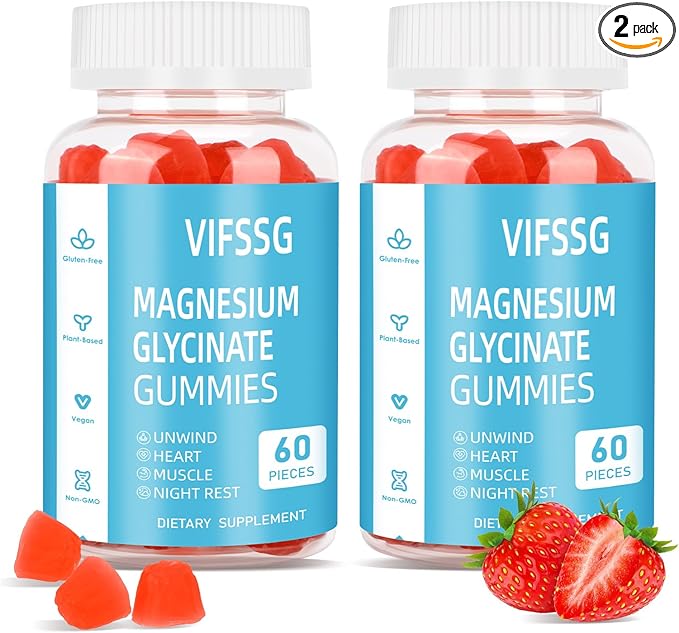 Magnesium Glycinate Gummies 400mg, 2 Pack Sugar Free Gummies with Magnesium L-Threonate 200mg - Magnesium Supplement Chewable Gummies for Women & Men Vegan, Organic Gummies 120 Count