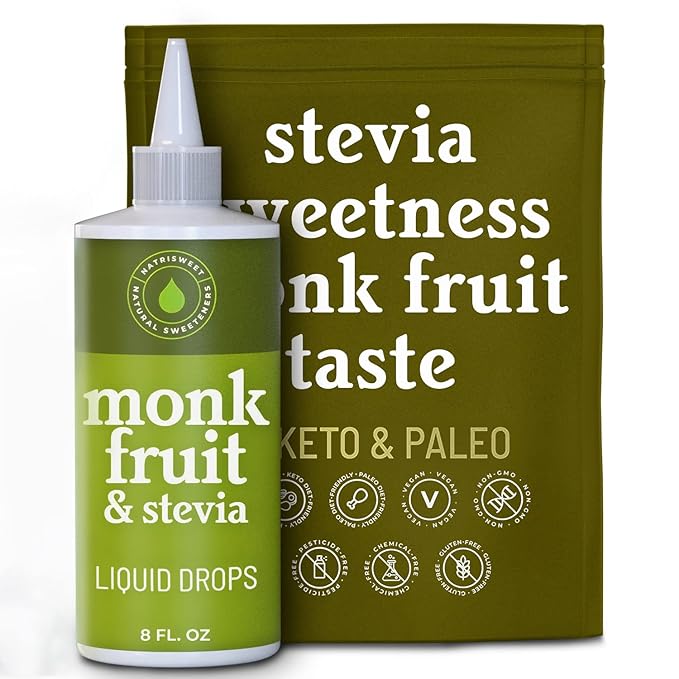 Natrisweet Monk Fruit Stevia Liquid Drops, 8 fl oz, Stevia Monk Fruit Sweetener Liquid Without Erythritol, No Fillers, Zero Calorie, Zero Carbs Stevia Monkfruit Sweetener for Coffee, Tea, Drinks