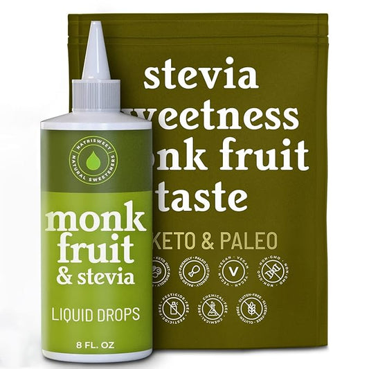 Natrisweet Monk Fruit Stevia Liquid Drops, 8 fl oz, Stevia Monk Fruit Sweetener Liquid Without Erythritol, No Fillers, Zero Calorie, Zero Carbs Stevia Monkfruit Sweetener for Coffee, Tea, Drinks