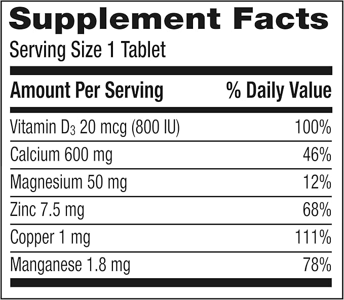 Caltrate 600 Plus D3 Plus Minerals Calcium and Vitamin D Supplement Tablets, Bone Health and Mineral Supplement for Adults - 120 Count (Packaging may vary)